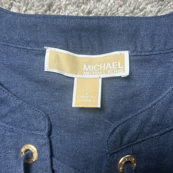 Michael Kors Dress Size Large Linen Navy - Picture 14 of 15